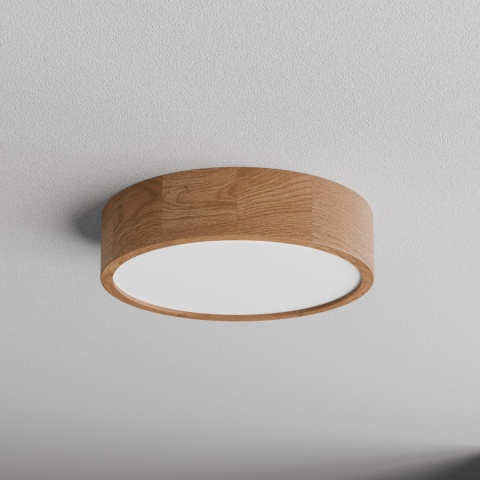 Lampa sufitowa łazienkowa na taras Plafon CLEO 375 IP54 Dąb z Czujnikiem Ruchu