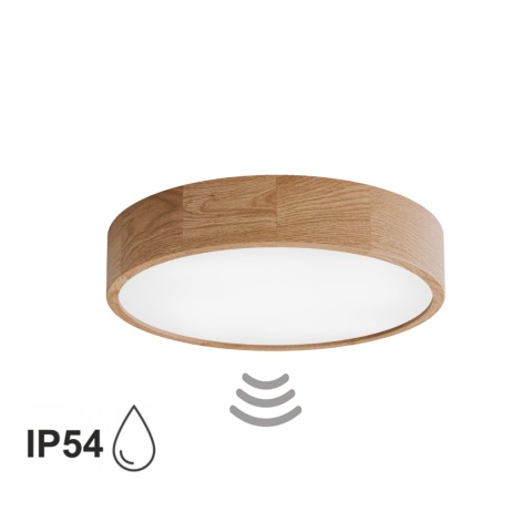 Lampa sufitowa łazienkowa na taras Plafon CLEO DR475 IP54 Dąb z Czujnikiem Ruchu