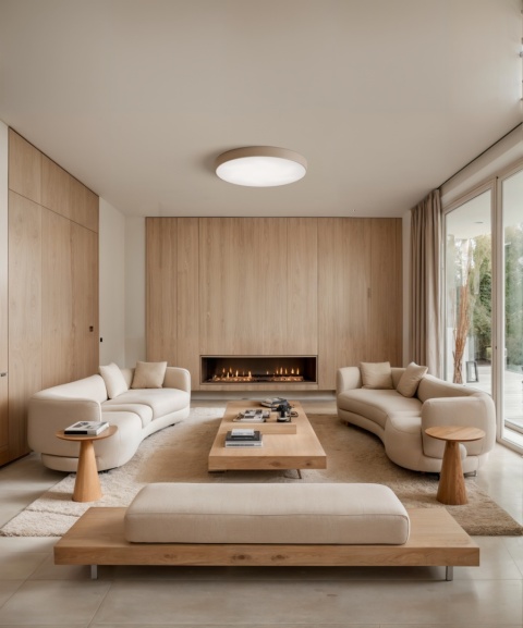 Lampa sufitowa Plafon CLEO 500 Beżowy 50 cm z Czujnikiem Ruchu