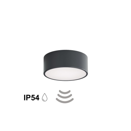 Lampa sufitowa łazienkowa na taras Plafon CLEO 200 IP54 Antracyt z Czujnikiem Ruchu