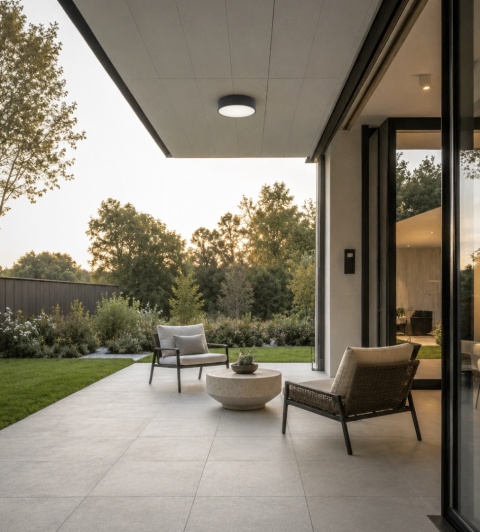 Lampa sufitowa łazienkowa na taras Plafon CLEO 200 IP54 Antracyt z Czujnikiem Ruchu