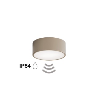 Lampa sufitowa łazienkowa na taras Plafon CLEO 200 IP54 Beżowy z Czujnikiem Ruchu