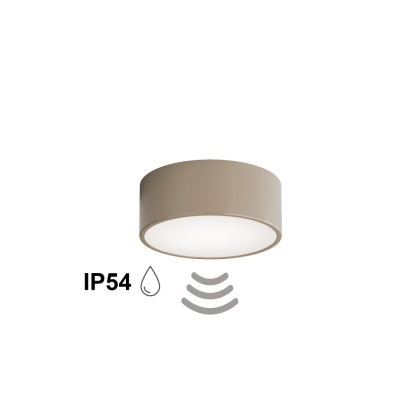 Lampa sufitowa łazienkowa na taras Plafon CLEO 200 IP54 Beżowy z Czujnikiem Ruchu