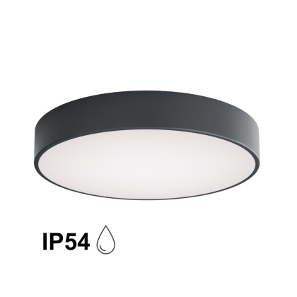 Lampa sufitowa łazienkowa na taras plafon CLEO 500 IP54 Antracyt 50 cm