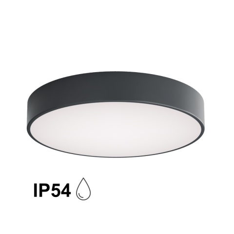 Lampa sufitowa łazienkowa na taras plafon CLEO 500 IP54 Antracyt 50 cm