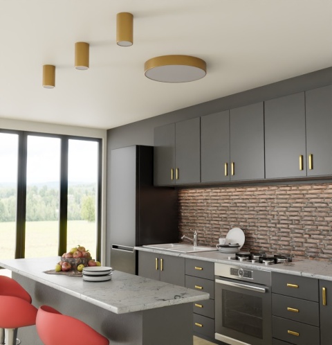 Lampa sufitowa łazienkowa na taras plafon CLEO 500 IP54 Złoty 50 cm