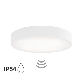 Lampa sufitowa łazienkowa na taras plafon CLEO 500 IP54 Biały z Czujnikiem Ruchu 50 cm