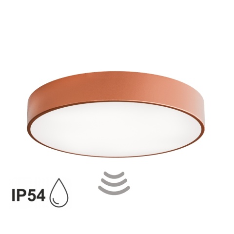 Lampa sufitowa łazienkowa na taras plafon CLEO 500 IP54 miedziany z Czujnikiem Ruchu 50 cm