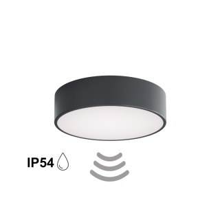 Lampa sufitowa na taras Plafon CLEO 300 IP54 Antracyt z Czujnikiem Ruchu