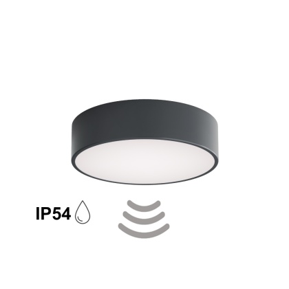 Lampa sufitowa na taras Plafon CLEO 300 IP54 Antracyt z Czujnikiem Ruchu