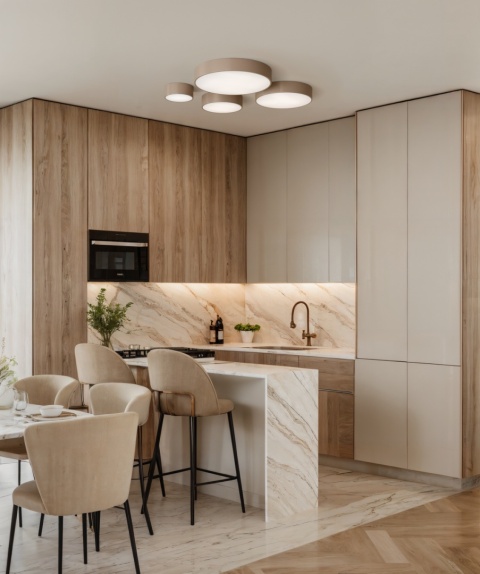 Lampa sufitowa na taras Plafon CLEO 300 IP54 Beżowy z Czujnikiem Ruchu