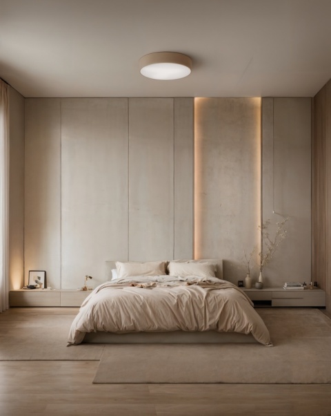 Lampa sufitowa plafon CLEO 400 Beżowy IP54 z Czujnikiem Ruchu